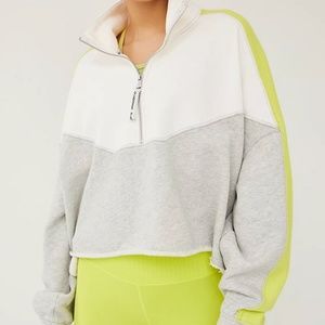 NWT Free People Split Second Half Zip Oversized Pullover Sweatshirt size XS